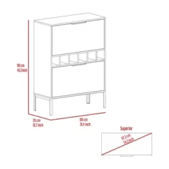 Gulches Wine Cabinet With 6 Cubbies, 2 Door Flexible Cabinets, 4 Legs And 34.3'' Superior Top