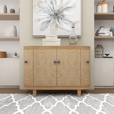 Traditional Carved Wood Curved Cabinet Brown - Olivia & May 12 Traditional Carved Wood Curved Cabinet Brown - Olivia & May - Image 12