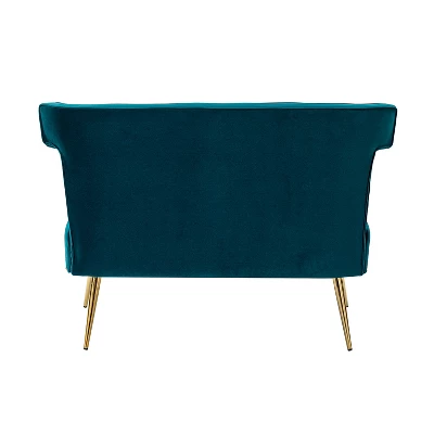 Cadmus 46" Modern Velvet Armless Loveseat With Channel-tufted Wingback For Living Room And Drawing Room| KARAT HOME 4 Cadmus 46" Modern Velvet Armless Loveseat With Channel-tufted Wingback For Living Room And Drawing Room| KARAT HOME - Image 4