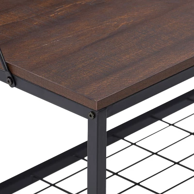 Rowan Wood Grain And Metal Hall Tree Bench And Shoe RackBrown - CorLiving 4 Rowan Wood Grain And Metal Hall Tree Bench And Shoe RackBrown - CorLiving - Image 4