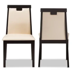 Set Of 2 Evelyn Modern And Contemporary Faux Leather Upholstered And Finished Dining Chairs Dark Brown/ Beige - Baxton Studio