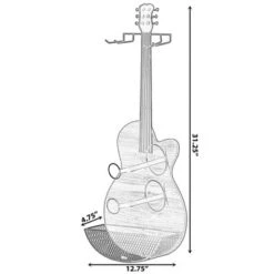 VintiquewiseBlack Metal Guitar Shaped Wine Rack Holder For Living Room, Dining, Or Entryway -Baxton Studio Shop GUEST 3da1b886 929f 40ad 9f10 45d2788735e1