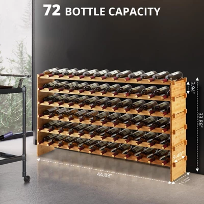 Bamboo Stackable Wine Rack – Free-Standing Bottle Holder Storage Display Shelf For Kitchen, Cellar & Dining Room 4 Bamboo Stackable Wine Rack – Free-Standing Bottle Holder Storage Display Shelf For Kitchen, Cellar & Dining Room - Image 4