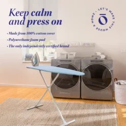 Homz T-Leg Clothes Ironing Board, Compact Foldable Standard Size Adjustable Height With Foam Pad & Cotton Cover, Light Blue -Baxton Studio Shop GUEST 3e404b28 5225 46cf 823b c06ccc3acaac
