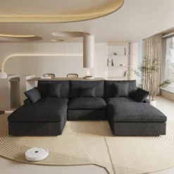 Cloud Couch Modular Sectional Sofa,119.29" U Shaped Couch, Oversized Down Filled Convertible Wide Seater,3 Seater With 2 Ottomans For Living Room Set -Baxton Studio Shop GUEST 3e491081 7553 40ed 968e be33d8b40fa1