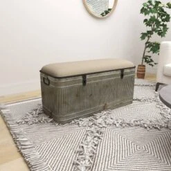 Farmhouse Upholstered Metal Storage Bench - Olivia & May -Baxton Studio Shop GUEST 3e6892b1 f2ac 4b77 b62b ef478ccc88f7