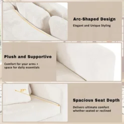 115.7" 4-Seater Chenille Modular Sofa Set, Curved Design Sofa Couch With 5 Pillows, No Assembly For Living Room & Bedroom - ModernLuxe -Baxton Studio Shop GUEST 3f00fd45 508c 47f7 a9c9 59aaab7a9779