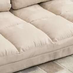 HOMCOM Convertible Floor Sofa Chair, Folding Upholstered Couch Bed, Adjustable Guest Chaise Lounge With Metal Frame And 2 Pillows -Baxton Studio Shop GUEST 3f078bdc c397 4616 aa55 fd6b8b6dfa6a