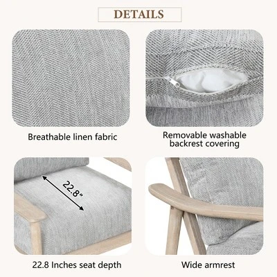 Retro Accent Chair With Solid Wood Frame And Vertical Slatted Back-ModernLuxe 5 Retro Accent Chair With Solid Wood Frame And Vertical Slatted Back-ModernLuxe - Image 5