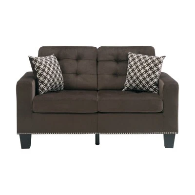Lantana Tufted Microfiber Loveseat In Chocolate - Lexicon 3 Lantana Tufted Microfiber Loveseat In Chocolate - Lexicon - Image 3