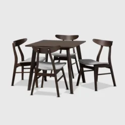 5pc Britte Fabric Upholstered Wood Dining Set - Baxton Studio -Baxton Studio Shop GUEST 3f569002 a20e 4beb 9625 f4bccc27c5b2