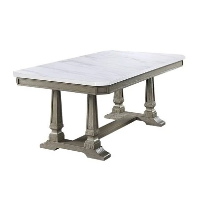 71" Zumala Dining Table Marble/Weathered Oak Finish - Acme Furniture 1 71" Zumala Dining Table Marble/Weathered Oak Finish - Acme Furniture