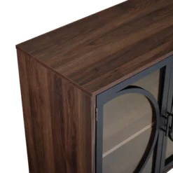 Metal Door Tempered Glass TV Stand For TVs Up To 32" Dark Walnut - Saracina Home -Baxton Studio Shop GUEST 3fd7c4f1 5a54 4915 bba4 b5b97045a39c