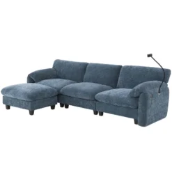 4/6 Seat Modular Sectional Sofa Couch Set, Upholstered Sofa Chair With USB Ports, Phone Holder And 2 Side Pockets -ModernLuxe -Baxton Studio Shop GUEST 3ff377ed efaf 4a24 87dc 1f1144342090