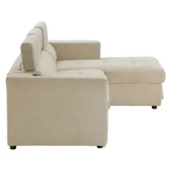 Racxily 96" Multi-Functional Pull-Out Sofa Bed L-Shape Sectional Sofa With Adjustable Headrest, Wireless Charging, Cup Holders And Hidden Storage 28 Racxily 96" Multi-Functional Pull-Out Sofa Bed L-Shape Sectional Sofa With Adjustable Headrest, Wireless Charging, Cup Holders And Hidden Storage -Baxton Studio Shop GUEST 4001153c 5fe0 4a0c b230 2369bea7127e