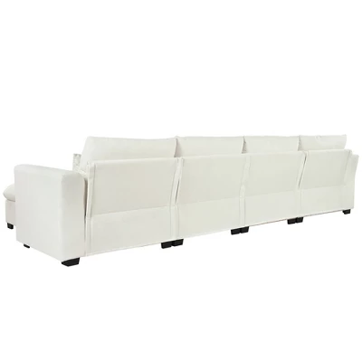 Modular Sofa With 2 Storage Ottomans, U-shaped Sofa Couch, Freely Transformable, Beige/Gray/Blue-ModernLuxe 12 Modular Sofa With 2 Storage Ottomans, U-shaped Sofa Couch, Freely Transformable, Beige/Gray/Blue-ModernLuxe - Image 12