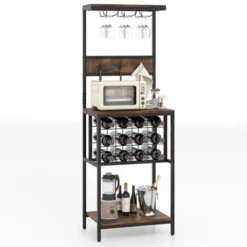 MOEPISY Freestanding Wine Rack Floor With Glass Racks 13 MOEPISY Freestanding Wine Rack Floor With Glass Racks -Baxton Studio Shop GUEST 401893e1 93cf 4e44 8dc7 ff6f57affbb8