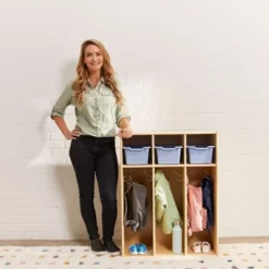 ECR4Kids Streamline 3-Section Toddler Coat Locker, Kids Furniture, Natural -Baxton Studio Shop GUEST 40276be3 2a6d 44c9 afd2 57e26eefab42