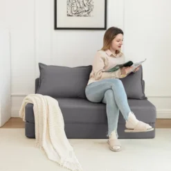 Foldable Sofa Bed With Memory Foam And Removable Cover, Convertible Floor Sleeper Chair For Guest Room, Lounge Couch With Backrest And Pillow-Koiai -Baxton Studio Shop GUEST 4062b7f1 0643 475f 86d9 3c11dca111ae