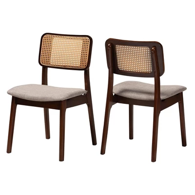Baxton Studio Baxton Studio 2pc Dannon Fabric And Wood Dining Chairs Gray/Walnut Brown/Light Brown: Polyester Upholstery, Rubberwood Frame 1 Baxton Studio Baxton Studio 2pc Dannon Fabric And Wood Dining Chairs Gray/Walnut Brown/Light Brown: Polyester Upholstery, Rubberwood Frame