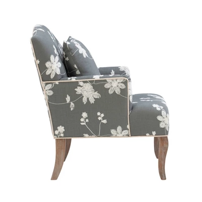 Floral Upholstered Armchair - Gray - Linon 2 Floral Upholstered Armchair - Gray - Linon - Image 2