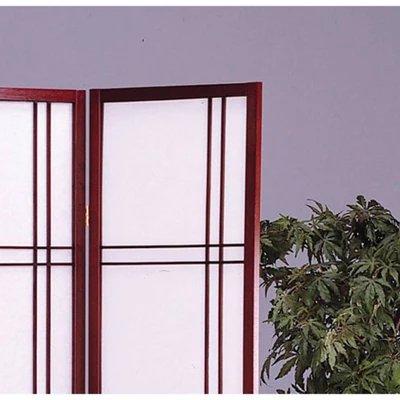 3 Panel Room Divider Cherry - Ore International 2 3 Panel Room Divider Cherry - Ore International - Image 2