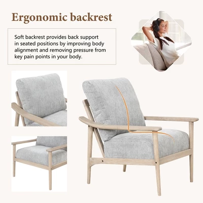 Retro Accent Chair With Solid Wood Frame And Vertical Slatted Back-ModernLuxe 6 Retro Accent Chair With Solid Wood Frame And Vertical Slatted Back-ModernLuxe - Image 6