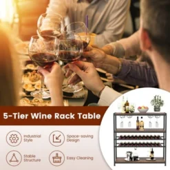 MOEPISY 5 Tier Wine Rack With Glasses Holder -Baxton Studio Shop GUEST 4147c73a 3d7a 492d 8476 dbf2dabd520f