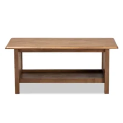 Rylie Rectangular Wood Coffee Table Brown - Baxton Studio: Mission Style, Lower Shelf Storage