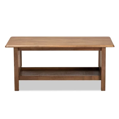Rylie Rectangular Wood Coffee Table Brown - Baxton Studio: Mission Style, Lower Shelf Storage 1 Rylie Rectangular Wood Coffee Table Brown - Baxton Studio: Mission Style, Lower Shelf Storage