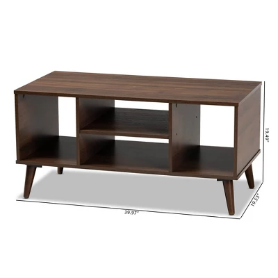 Linas Wood Coffee Table Walnut - Baxton Studio: Mid-Century Modern Design, Rubberwood Frame, Rectangular Shape 6 Linas Wood Coffee Table Walnut - Baxton Studio: Mid-Century Modern Design, Rubberwood Frame, Rectangular Shape - Image 6