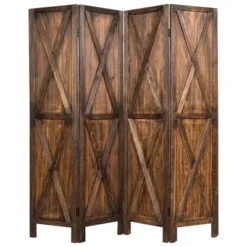 Costway 4Panels Folding Wooden Divider W/x-shaped Design 5.6 Ft Tall Brown -Baxton Studio Shop GUEST 418de53e f069 4dc2 9ccc 64c877a7ac89