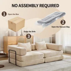 MYINDA Single Seater Chenille Convertible Floor Sofa Bed – No Assembly Needed For Living Room & Bedroom -Baxton Studio Shop GUEST 41af05a8 dab7 4956 a6dc 91b7882d6329