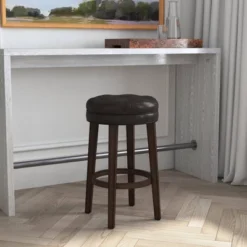 30.5" Krauss Wood Backless Swivel Barstool Charcoal Gray - Hillsdale Furniture -Baxton Studio Shop GUEST 41c63c1a fed7 46f7 a9aa 8832401a6a65