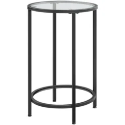 Yaheetech Round Accent Table With Glass Top And Metal Frame For Living Room -Baxton Studio Shop GUEST 41c8a8c0 3232 4d8b 8584 e3289bb2d8e7