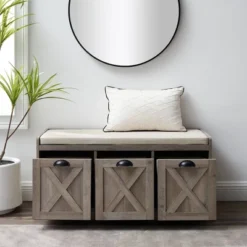 Farmhouse 40" 3 Drawer Storage Bench With Cushion - Saracina Home 13 Farmhouse 40" 3 Drawer Storage Bench With Cushion - Saracina Home -Baxton Studio Shop GUEST 41dfbb10 4a84 4b44 8b87 b6d5d31a0ceb