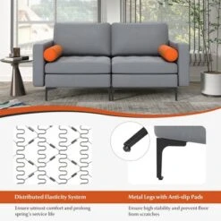 Costway Modern Loveseat 2-Seat Sofa Couch W/ 2 Bolsters Side Storage Pocket Ash Grey 14 Costway Modern Loveseat 2-Seat Sofa Couch W/ 2 Bolsters Side Storage Pocket Ash Grey -Baxton Studio Shop GUEST 41dfec07 5e8b 441f aa8b e17829b5f8b0