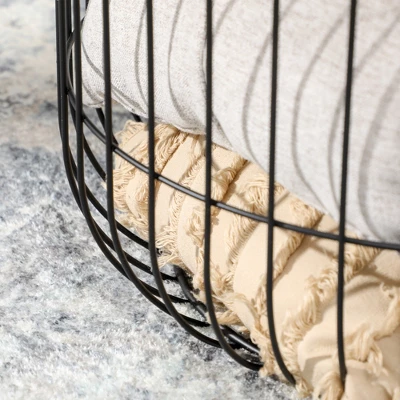 HOMCOM Nesting Tables, Round Coffee Table Set Of 2 With Steel Wired Basket Body And Removable Top, Stacking Tables For Living Room, Black 5 HOMCOM Nesting Tables, Round Coffee Table Set Of 2 With Steel Wired Basket Body And Removable Top, Stacking Tables For Living Room, Black - Image 5