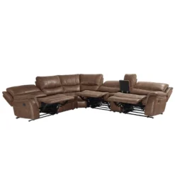 Steve Silver Co. 6pc Lehi Manual Reclining Sectional Sofas Cocoa Brown: Faux Leather, USB Port, Storage -Baxton Studio Shop GUEST 41ee87ae ab78 4d6b 90a6 8fe68a0cd2f2