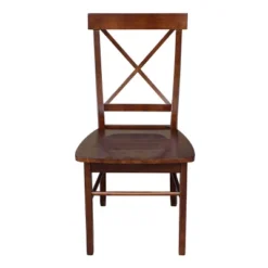 Set Of 2 X Back Chairs With Solid Wood Seats Espresso - International Concepts