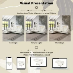 106"W L-Shaped Sectional Sofa, 4 Seat Cloud Chenille Fabric Tufted Couch Set With Two-Tone Adjustable Legs And Movable Ottoman - ModernLuxe 21 106"W L-Shaped Sectional Sofa, 4 Seat Cloud Chenille Fabric Tufted Couch Set With Two-Tone Adjustable Legs And Movable Ottoman - ModernLuxe -Baxton Studio Shop GUEST 426a4f74 6455 4eae a734 18d82efeccde