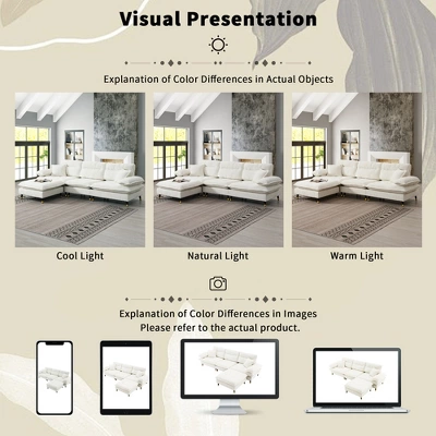 106"W L-Shaped Sectional Sofa, 4 Seat Cloud Chenille Fabric Tufted Couch Set With Two-Tone Adjustable Legs And Movable Ottoman - ModernLuxe 8 106"W L-Shaped Sectional Sofa, 4 Seat Cloud Chenille Fabric Tufted Couch Set With Two-Tone Adjustable Legs And Movable Ottoman - ModernLuxe - Image 8