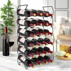 Sorbus 3-Tier Stackable Silver Wine Rack - Perfect For Bar, Wine Cellar, Basement, Cabinet, Pantry, Etc (Hold 12 Bottles)