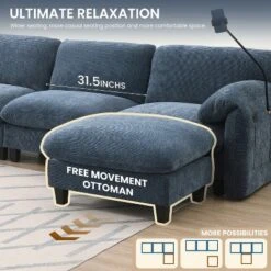 4/6 Seat Modular Sectional Sofa Couch Set, Upholstered Sofa Chair With USB Ports, Phone Holder And 2 Side Pockets -ModernLuxe -Baxton Studio Shop GUEST 42baff25 5d6e 4f18 9cb9 594253729ac8
