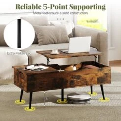 Costway Lift Top Coffee Table W/ Storage Multi-Functional Home Center Accent Table For Living Room Rustic Brown -Baxton Studio Shop GUEST 42c2b2a9 7152 4149 94bb d7db8aebe535