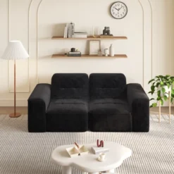 ModernLuxe Modular Sectional Sofa, DIY Sparkling Chenille Upholstered Tufted Sofa Couch, 3-Seat/5-Seat With Ottoman, No Assembly