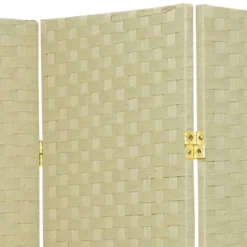 6 Ft. Tall Woven Fiber Room Divider - Cream (5 Panels)