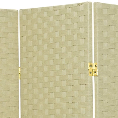 6 Ft. Tall Woven Fiber Room Divider - Cream (5 Panels) 1 6 Ft. Tall Woven Fiber Room Divider - Cream (5 Panels)