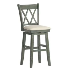 29" South Hill Double X Back Wood Swivel Height Barstool - Inspire Q 12 29" South Hill Double X Back Wood Swivel Height Barstool - Inspire Q -Baxton Studio Shop GUEST 42ffa654 70f0 454f 8144 5febc14d8521