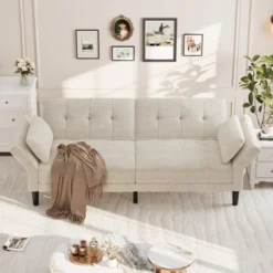 89" Futon Sofa Bed, Modern Convertible Sleeper Couch With Adjustable Backrest & Armrest, Comfy Futon Couch Bed With 2 Pillows 11 89" Futon Sofa Bed, Modern Convertible Sleeper Couch With Adjustable Backrest & Armrest, Comfy Futon Couch Bed With 2 Pillows -Baxton Studio Shop GUEST 4312c506 13c3 4dd0 bfcf 9ca993dbc10e